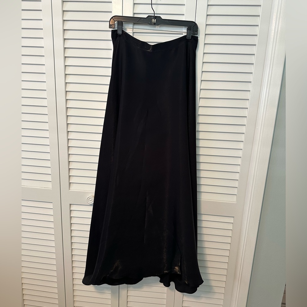 Iridescent long black A-line skirt, by JS Collections. Size 10.
